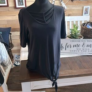 Black size medium Maurices, short sleeve shirt with knot at the bottom